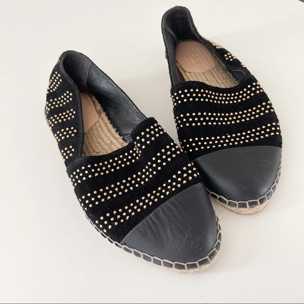 Loeffler Randall Mara Studded Suede Espadrille Flat | Black